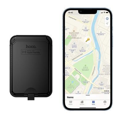 Магнітна візитниця, трекер із GPS, підставка для телефону HOCO E91I Чорний
