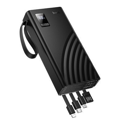 Павербанк зі швидкою зарядкою 22.5W та кабелями Lightning, Type-C, Micro-USB, USB 20000mAh та ліхтариком HOCO J155 Чорний