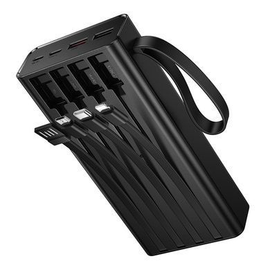 Павербанк зі швидкою зарядкою 22.5W та кабелями Lightning, Type-C, Micro-USB, USB 20000mAh та ліхтариком HOCO J155 Чорний