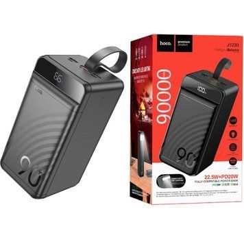Павербанк 90000mAh PowerBank зі швидкою зарядкою HOCO J123D 3USB/Type-C, QC22.5W+PD20W Чорний