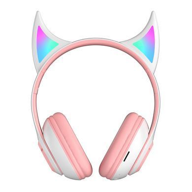 Бездротові дитячі MP3 Навушники з Вушками з підсвіткою з MicroSD Ear STN-25 Bluetooth Рожеві