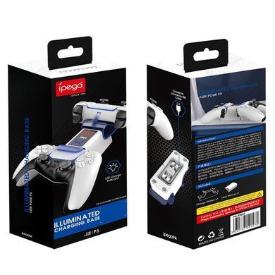 Зарядна док-станція для джойстиків iPega PG-P5003 2xPS5 Game Controllers Білий