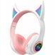 Бездротові дитячі MP3 Навушники з Вушками з підсвіткою з MicroSD Ear STN-25 Bluetooth Рожеві