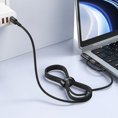 Кабель 2в1 з підтримкою швидкої зарядки 240W Type-C - Type-C, Mag3 HOCO U142 1.8м Чорний