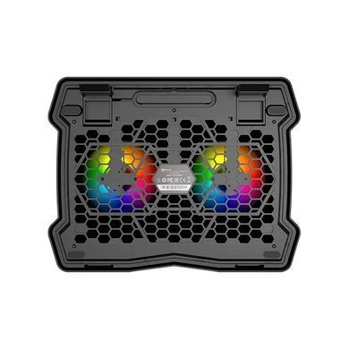 Підставка для ноутбука з охолодженням MEETION CoolingPad CP2020 з підсвіткою RGB 15&deg;, 2USB Чорний