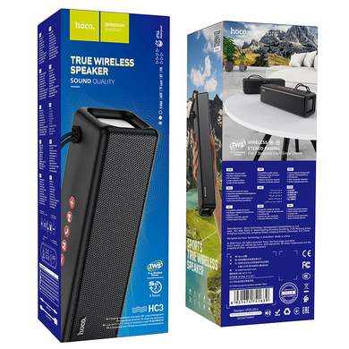 Портативна блютуз колонка HOCO IPX4 HC3 |AUX, SD-card, Bluetooth, USB, FM-Radio| Чорний