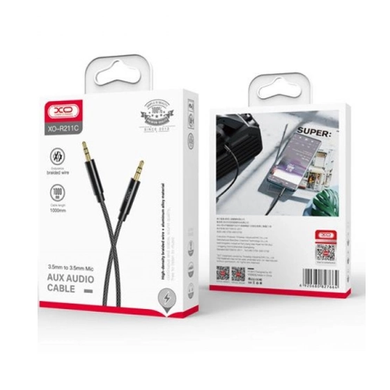 Аудіокабель Audio 3,5mm to 3,5mm XO NB-R211C 100см Чорний