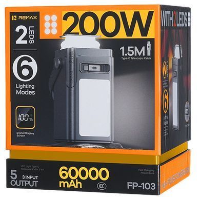 Павербанк 60000 повербанк 60000 зі швидкою зарядкою 100W REMAX FP-103 power bank для ноутбука павер банк 60000 з кабелем