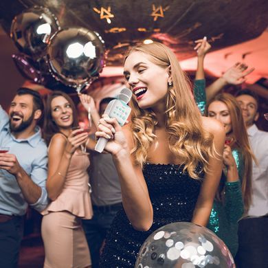 Портативний Bluetooth мікрофон для караоке HOCO BK5 з функцією зміни голосу, 6 годин музики Блакитний