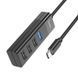 USB-hub хаб 4-в-1 підтримка накопичувача до 1Tb HOCO HB25 Easy mix |Type-C to USB 3.0*1+USB 2.0*3| Чорний