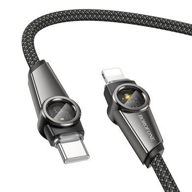 Кабель для зарядки телефона Apple iPhone та передачі даних Type-C-Lightning BOROFONE BU49 27W, 120см Черный