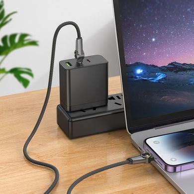 Кабель для зарядки телефона Apple iPhone та передачі даних Type-C-Lightning BOROFONE BU49 27W, 120см Черный