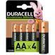 Акумулятори пальчик AA Duracell Rechargeable AA HR6 2500mAh 4шт