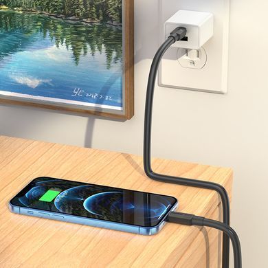 Кабель для телефона із швидкою зарядкою Type-C to Lightning Apple iPhone HOCO X84 Victory 100см 20W Чорний