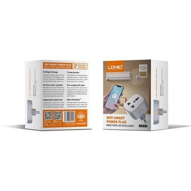 Розумна Wi-Fi розетка LDNIO WIFI SMART POWER PLUG SCW1050 2500W, 10A, 2.4Ghz Білий