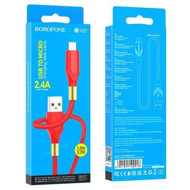 Кабель для зарядки MicroUSB Android BOROFONE BX92 |1м/2.4A| Червоний