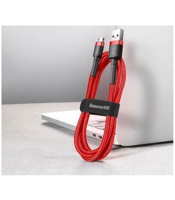 Кабель для зарядки телефону MicroUSB Android BASEUS cafule |1м, 2.4A| Червоний (CAMKLF-B09)