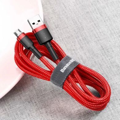 Кабель для зарядки телефону MicroUSB Android BASEUS cafule |1м, 2.4A| Червоний (CAMKLF-B09)
