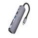 USB-hub хаб адаптер перехідник 6-в-1 HOCO HB28 Type-C to HDMI+PD+USB3.0+USB2.0+SD+TF Сірий