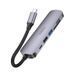 USB-hub хаб адаптер перехідник 6-в-1 HOCO HB28 Type-C to HDMI+PD+USB3.0+USB2.0+SD+TF Сірий