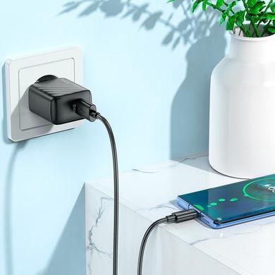 Зарядний пристрій із швидкою зарядкою із кабелем Type-C HOCO CS21A 1USB, 18W/3A, QC Чорний