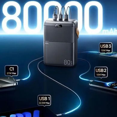 Павербанк 80000 повербанк 80000 зі швидкою зарядкою 22.5W REMAX RPP-118 power bank для роутера павер банк 80000 з ліхтарем