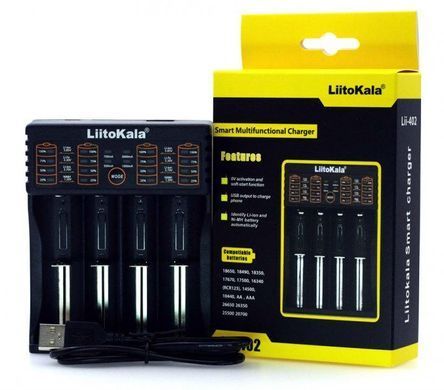 Зарядний пристрій для акумуляторів + Powerbank Liitokala Lii-402, Ni-Mh/Li-ion/Li-Fe/LiFePO4, USB
