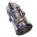 Автомобільний зарядний пристрій швидкої зарядки USAMS US-CC164 |1USB/1Type-C, 30W| Чорний