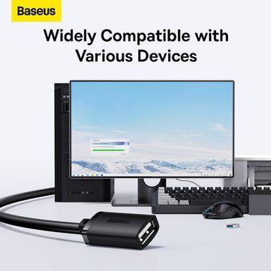 USB кабель подовжувач 2m BASEUS AirJoy Series USB2.0 Чорний B00631103111-03