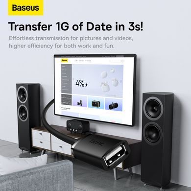 USB кабель подовжувач 2m BASEUS AirJoy Series USB2.0 Чорний B00631103111-03