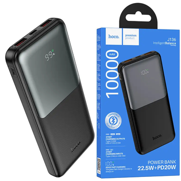 Павербанк повербанк зі швидкою зарядкою 22.5W 10000mAh HOCO J136 2USB/1Type-C, 22.5W+PD20W Чорний