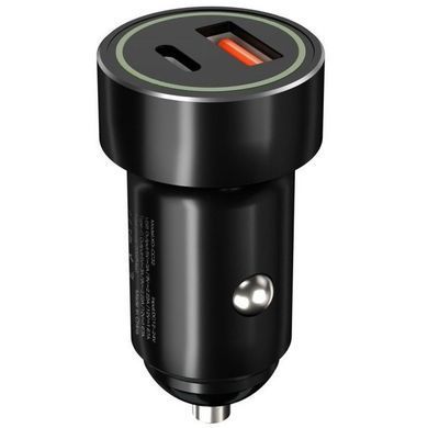 Автомобільний зарядний пристрій швидка зарядка + кабель Lightning XO TZ11 1USB/1Type-C, PD+QC3.0 20W Чорний