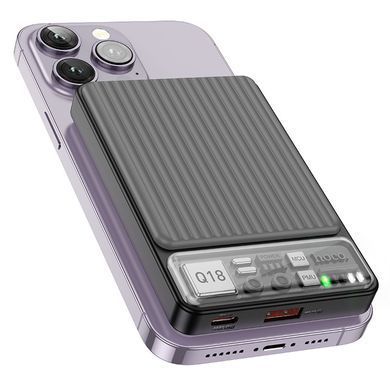 Павербанк зі швидкою 22.5W та безпровідною зарядкою MagSafe 10000mAh HOCO Q18 |1USB/1Type-C, 22.5W+PD20W| Чорний