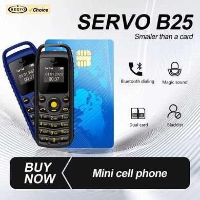 Міні телефон Servo B25 запасний телефон кнопковий телефон Nano SIM міні мобільний телефон чорний
