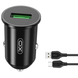 Автомобільний зарядний пристрій з кабелем Micro-USB Android XO TZ12 QC3.0, 3A Чорний
