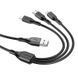 Кабель 3в1 для зарядки MicroUSB + TypeC + Lightning 3-in-1 BOROFONE BX66 1м Чорний