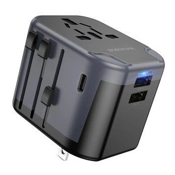 Універсальний зарядний пристрій BOROFONE BAC12 EU/UK/US/AUS, 2USB та 1Type-C Чорний