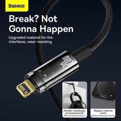 Кабель для зарядки та передачі даних Type-C - Lightning Baseus Explorer Series Auto Power-Off 20W, 1m (CATS000001) Черный 56864