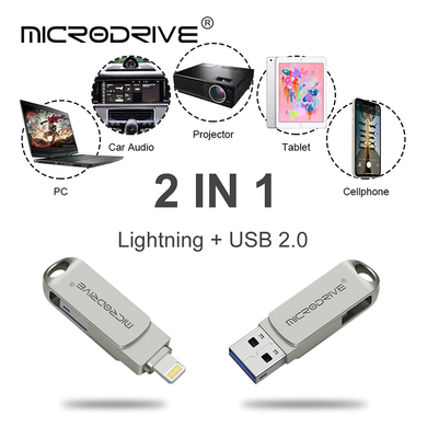 Флешка металева 2в1 512ГБ USB-Lightning для Apple iPhone, iPad, iPod, комп'ютера Microdrive 512GB OTG
