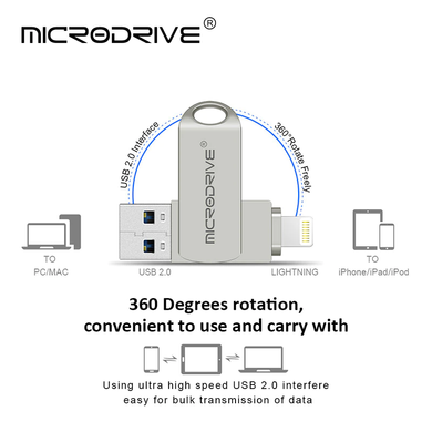 Флешка металева 2в1 512ГБ USB-Lightning для Apple iPhone, iPad, iPod, комп'ютера Microdrive 512GB OTG
