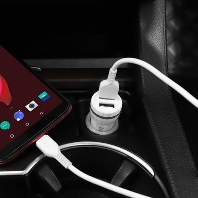 Автомобільний зарядний пристрій (автозарядка) на 2USB з кабелем Lightning 100см HOCO Z27 |2USB, 2.4 A| Білий