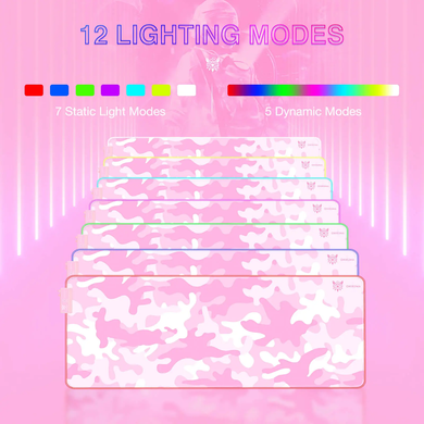 Великий ігровий килимок для мишки з підсвіткою Gaming Mouse Pad RGB ONIKUMA G5 800*300*4мм Рожевий