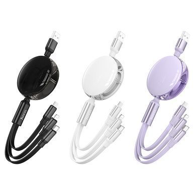 Кабель 3в1 MicroUSB + Type-C + Lightning HOCO X78 1м, 2A для зарядки Чорний