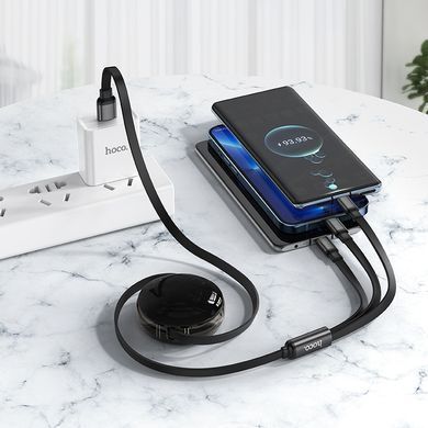 Кабель 3в1 MicroUSB + Type-C + Lightning HOCO X78 1м, 2A для зарядки Чорний