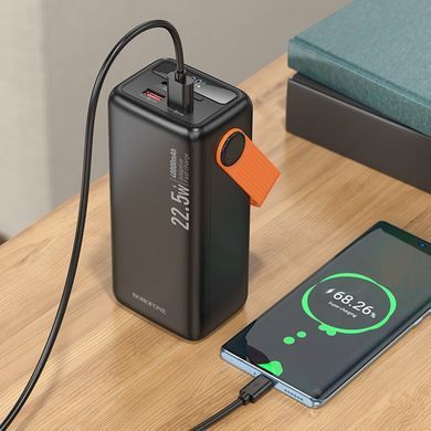 Павербанк 40000mAh зі швидкою зарядкою 22.5W та ліхтарем BOROFONE BJ66 2USB/1Type-C Чорний