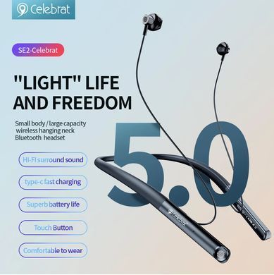 Безпровідні навушники з мікрофоном Celebrat SE2 280mAh Чорний