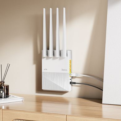 Wi-Fi роутер маршрутизатор для дому та офісу HOCO HI31 з 4 портами (1 WAN + 3 LAN) 1200 Мбіт/с Білий