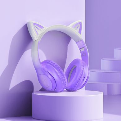 Бездротові блютус MP3 Навушники з вушками та підсвіткою HOCO W42 Рожевий