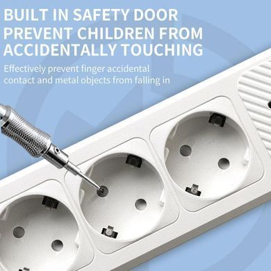 Подовжувач мережевий фільтр 3 м на 6 розеток + 4USB + 2Type-C F183PD Чорний
