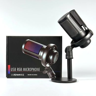 Мікрофон студійний ME6S RGB для блогерів та стримерів Чорний 56457